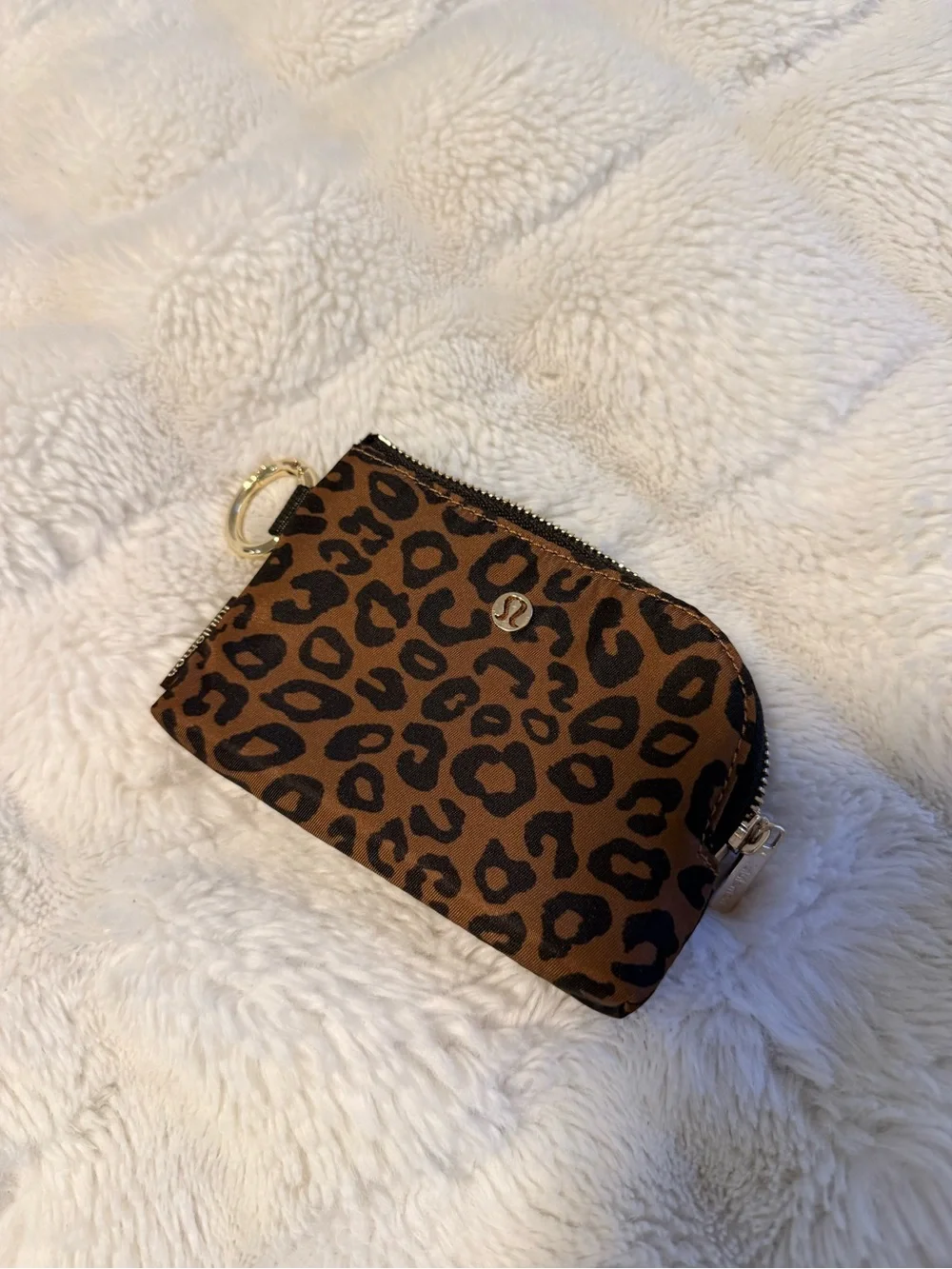 lululemon athletica Brown Leopard Keyring Zip Wallet